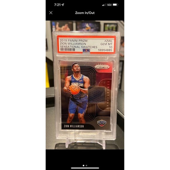 Zion Williamson 2019 panini prizm Sensational Swatches PSA 10 GEM